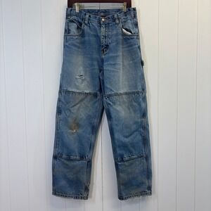 Most Wanted Y2K Distressed Cargo Denim Jeans Mens Size 33 X 32 Workwear Rugged